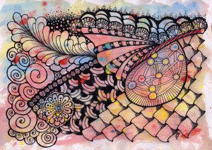 Doodle #31 mit Aquarell Hintergrund