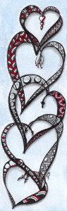 Zentangle Lesezeichen Herzen