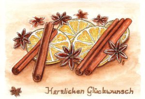 Glückwunschkarte Zimt