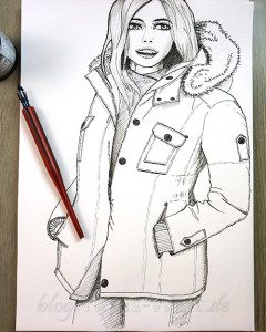 Inktober Frau im Parka