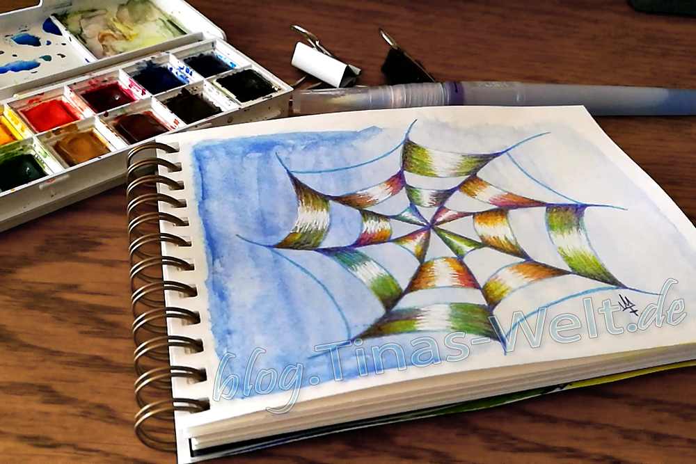 Spinnennetz Doodle mit mehrfarbigem Stift „Magic“