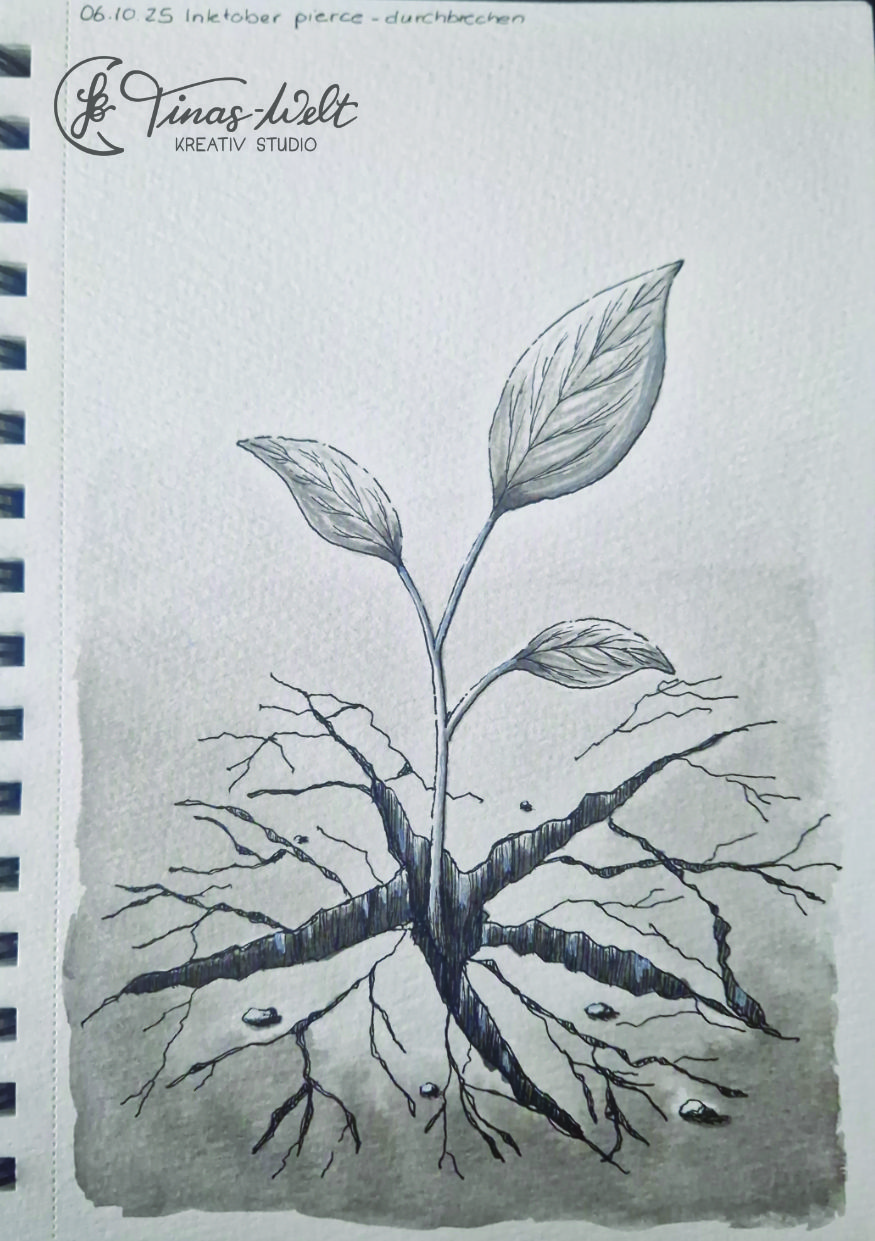 2025 Inktober 6 - pierce durchbrechen-150dpi Inktober Zeichnung